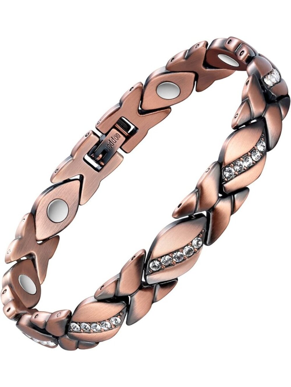 Stylish Copper Magnetic Bracelet for Women, 3500 Gauss, Crystal Gift & Sizing